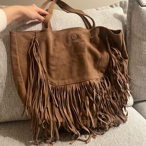Chico's Tan Fringe Shoulder Bag